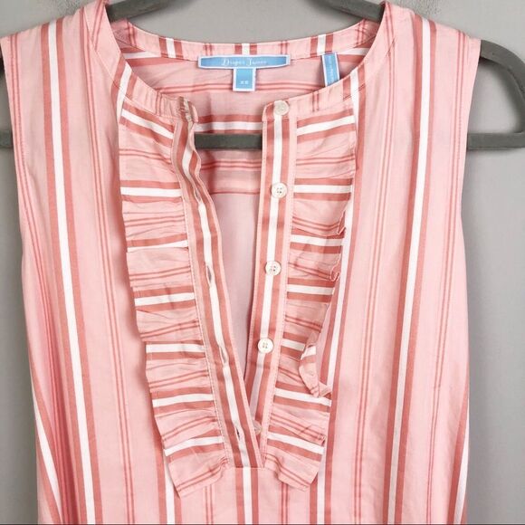 DRAPER JAMES | Ruffle Striped Belted Pink Dress Women’s Size X-Small - Picture 5 of 13